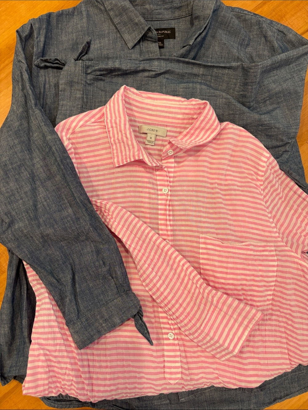 J. Crew Pink and Blue Striped Button-Down Shirt Set
